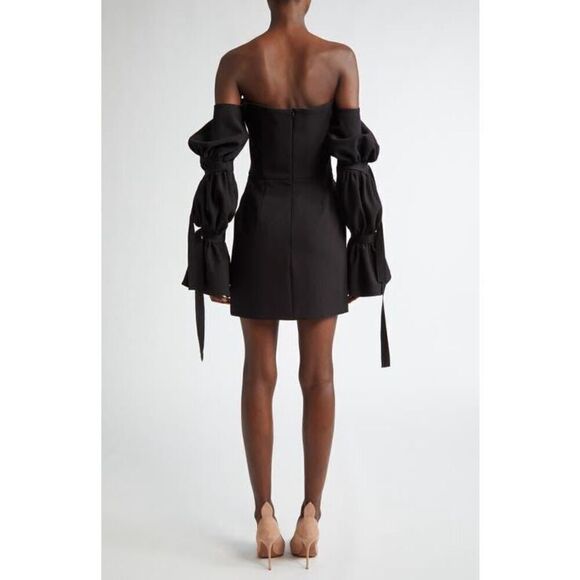 Israella Kobla Women's Black Off-the-Shoulder Mini Dress Size 6 NWOT D066 - Picture 3 of 9